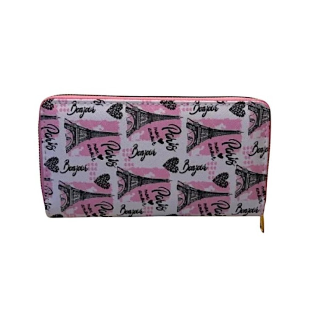 NWT Pink/White Paris Wallet